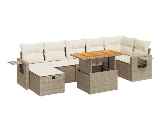 vidaXL 5-cz. zestaw mebli z poduszkami, beżowy, rattan PE i akacja Dārza mēbeļu komplekti