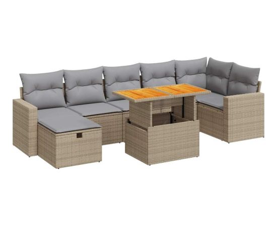 vidaXL 5-cz. zestaw mebli z poduszkami, beżowy, rattan PE i akacja Dārza mēbeļu komplekti