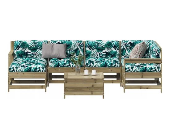 vidaXL 7-częściowy zestaw mebli do ogrodu, z poduszkami, impregnowana sosna Dārza mēbeļu komplekti