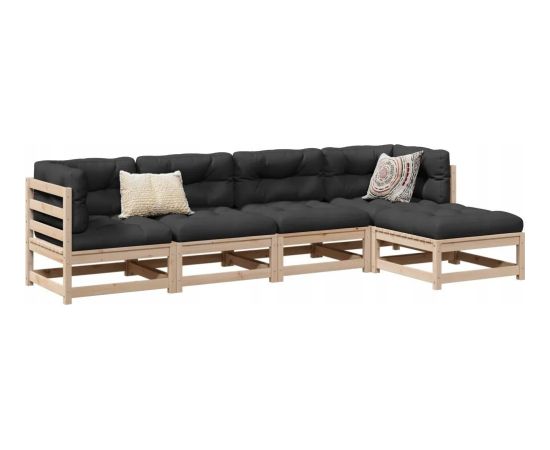 vidaXL 5-częściowy zestaw mebli do ogrodu, lite drewno sosnowe Dārza mēbeļu komplekti