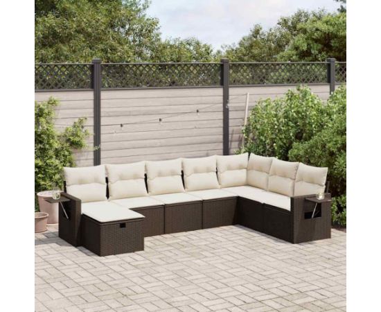 vidaXL 8-cz. zestaw wypoczynkowy do ogrodu, z poduszkami, brązowy Dārza mēbeļu komplekti