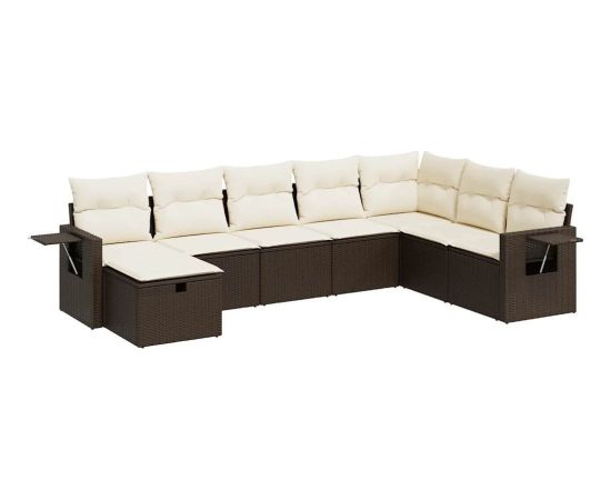 vidaXL 8-cz. zestaw wypoczynkowy do ogrodu, z poduszkami, brązowy Dārza mēbeļu komplekti