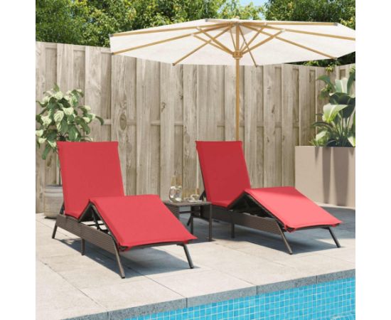 vidaXL vidaXL Leżaki ze stolikiem, 2 szt., brązowe, polirattan Шезлонги и пляжные стулья