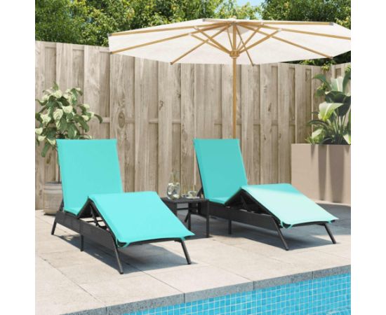 vidaXL vidaXL Leżaki ze stolikiem, 2 szt., czarne, polirattan Шезлонги и пляжные стулья
