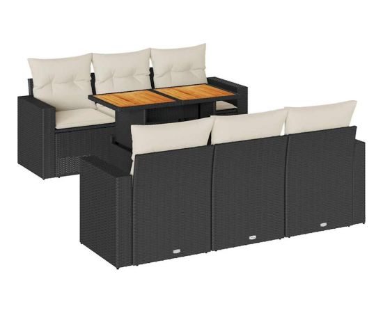 vidaXL 7-cz. zestaw wypoczynkowy do ogrodu, z poduszkami, czarny Dārza mēbeļu komplekti