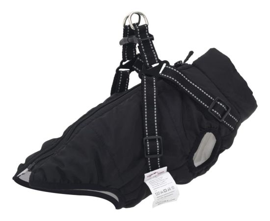 vidaXL vidaXL Płaszcz dla psa z szelkami, wodoodporny, czarny, S Citas preces