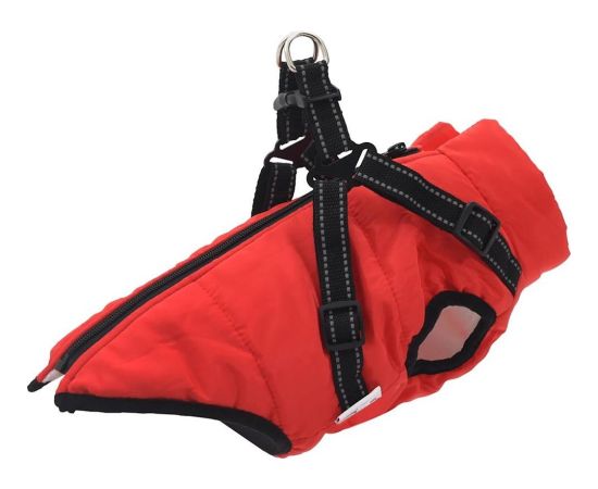 vidaXL vidaXL Płaszcz dla psa z szelkami, wodoodporny, czerwony, S Citas preces