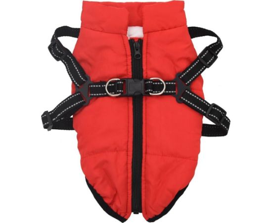 vidaXL vidaXL Płaszcz dla psa z szelkami, wodoodporny, czerwony, S Citas preces