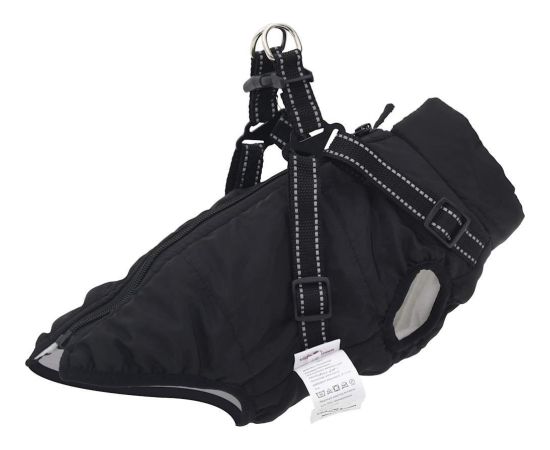 vidaXL vidaXL Płaszcz dla psa z szelkami, wodoodporny, czarny, M Citas preces