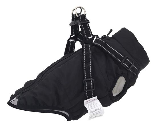 vidaXL vidaXL Płaszcz dla psa z szelkami, wodoodporny, czarny, 2XL Citas preces