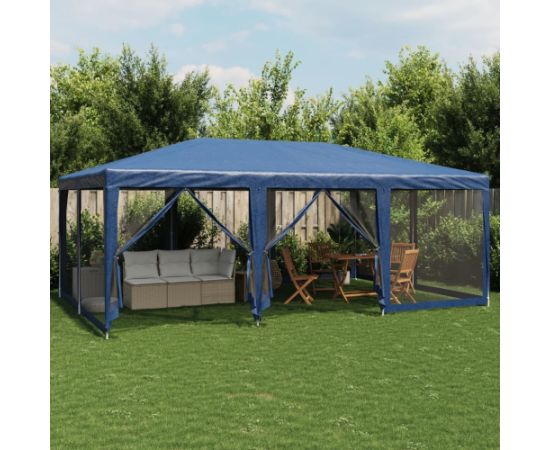 vidaXL Namiot imprezowy z 10 ścianami z siatki, niebieski, 6x4 m, HDPE Jaunumi -Dārzam