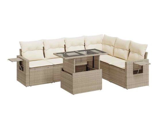 vidaXL vidaXL 7-cz. zestaw wypoczynkowy do ogrodu, z poduszkami, beżowy Dārza mēbeļu komplekti