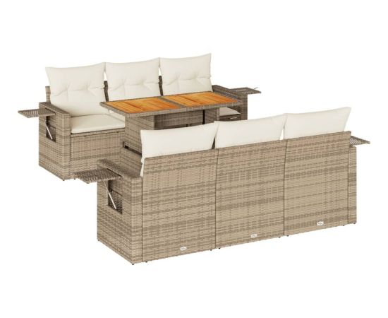 vidaXL vidaXL 7-cz. zestaw wypoczynkowy do ogrodu, z poduszkami, beżowy Dārza mēbeļu komplekti