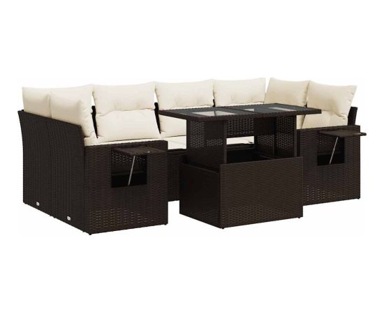 vidaXL 7-cz. zestaw wypoczynkowy do ogrodu, z poduszkami, brązowy Dārza mēbeļu komplekti