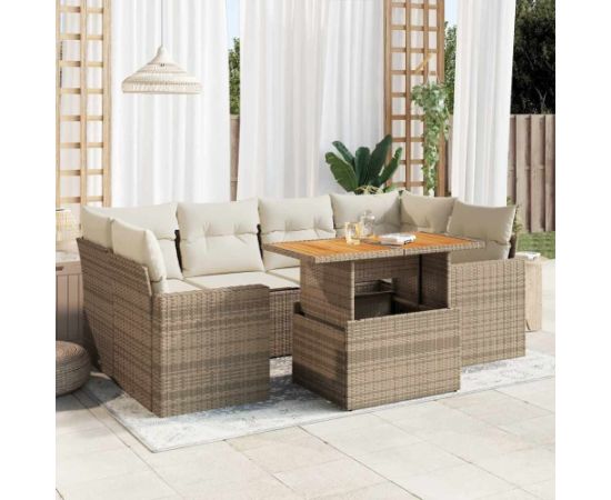 vidaXL vidaXL 7-cz. zestaw wypoczynkowy do ogrodu, z poduszkami, beżowy Dārza mēbeļu komplekti