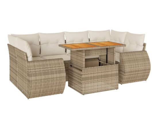 vidaXL vidaXL 7-cz. zestaw wypoczynkowy do ogrodu, z poduszkami, beżowy Dārza mēbeļu komplekti