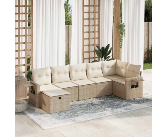 vidaXL vidaXL 7-cz. zestaw wypoczynkowy do ogrodu, z poduszkami, beżowy Dārza mēbeļu komplekti