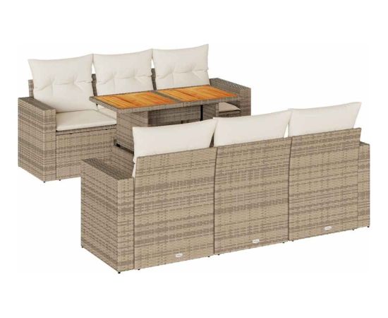 vidaXL vidaXL 7-cz. zestaw wypoczynkowy do ogrodu, z poduszkami, beżowy Dārza mēbeļu komplekti