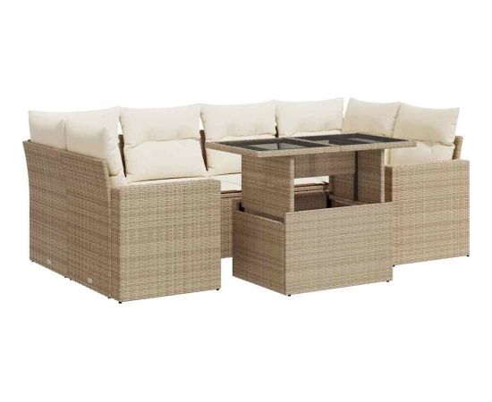 vidaXL vidaXL 7-cz. zestaw wypoczynkowy do ogrodu, z poduszkami, beżowy Dārza mēbeļu komplekti