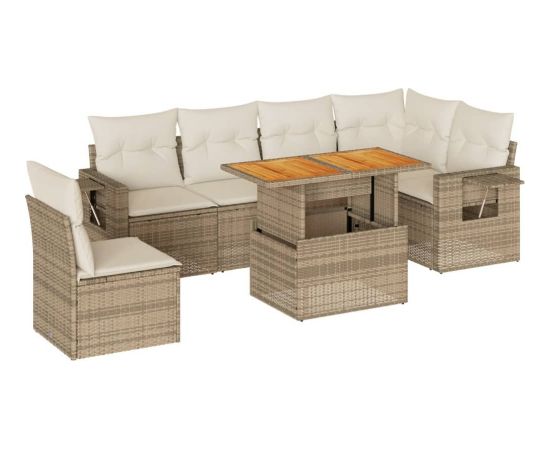 vidaXL vidaXL 7-cz. zestaw wypoczynkowy do ogrodu, z poduszkami, beżowy Dārza mēbeļu komplekti