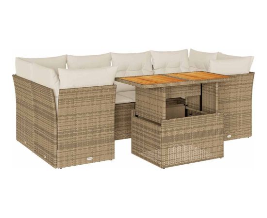 vidaXL vidaXL 7-cz. zestaw wypoczynkowy do ogrodu, z poduszkami, beżowy Dārza mēbeļu komplekti