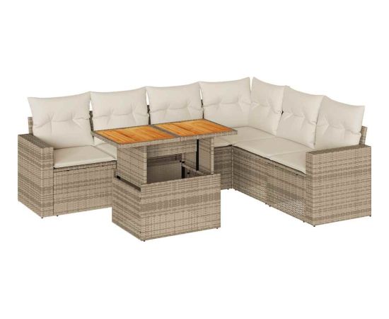 vidaXL vidaXL 7-cz. zestaw wypoczynkowy do ogrodu, z poduszkami, beżowy Dārza mēbeļu komplekti