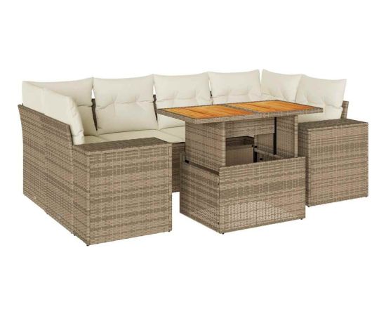 vidaXL vidaXL 7-cz. zestaw wypoczynkowy do ogrodu, z poduszkami, beżowy Dārza mēbeļu komplekti