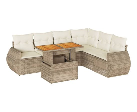 vidaXL vidaXL 7-cz. zestaw wypoczynkowy do ogrodu, z poduszkami, beżowy Dārza mēbeļu komplekti