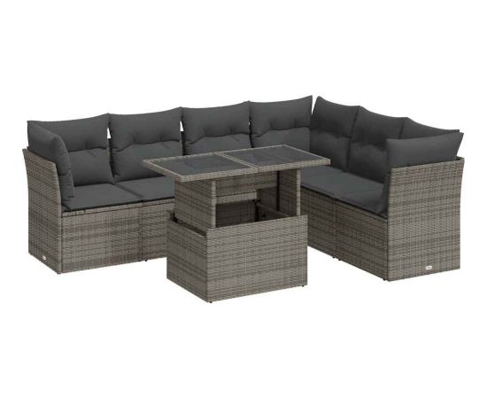 vidaXL 7-cz. zestaw wypoczynkowy do ogrodu, z poduszkami, szary Dārza mēbeļu komplekti