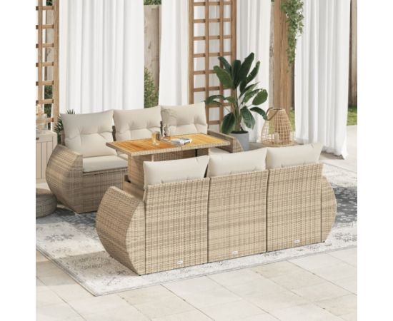 vidaXL vidaXL 7-cz. zestaw wypoczynkowy do ogrodu, z poduszkami, beżowy Dārza mēbeļu komplekti