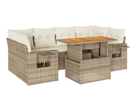 vidaXL vidaXL 7-cz. zestaw wypoczynkowy do ogrodu, z poduszkami, beżowy Dārza mēbeļu komplekti