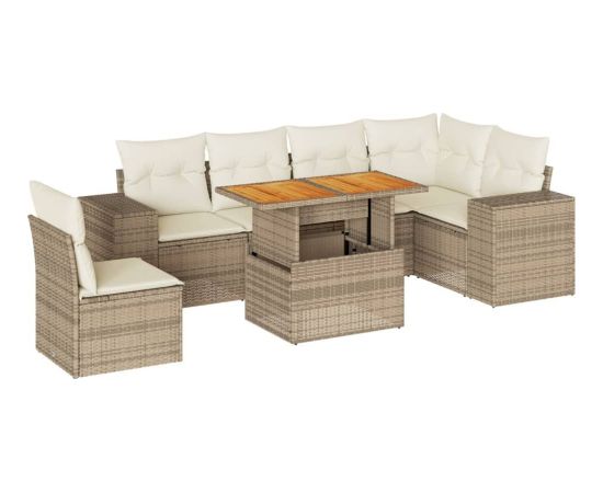 vidaXL vidaXL 7-cz. zestaw wypoczynkowy do ogrodu, z poduszkami, beżowy Dārza mēbeļu komplekti