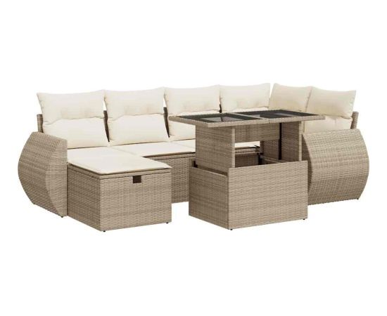 vidaXL vidaXL 7-cz. zestaw wypoczynkowy do ogrodu, z poduszkami, beżowy Dārza mēbeļu komplekti