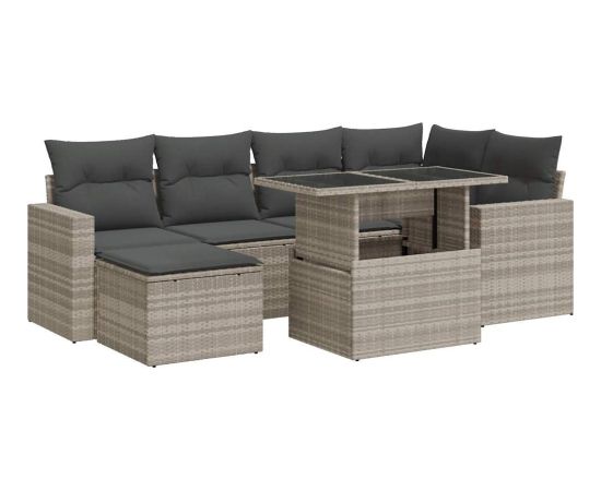 vidaXL 7-cz. zestaw wypoczynkowy do ogrodu, z poduszkami, jasnoszary Dārza mēbeļu komplekti