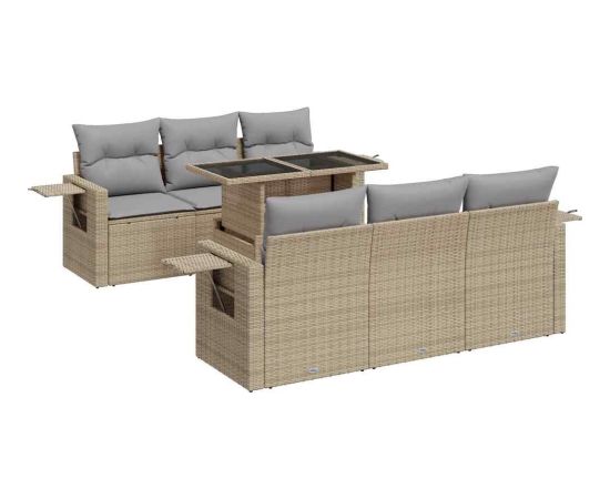 vidaXL 7-cz. zestaw wypoczynkowy do ogrodu, z poduszkami, beżowy Dārza mēbeļu komplekti