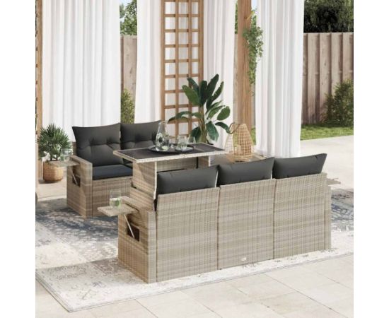 vidaXL 6-cz. zestaw mebli ogrodowych, z poduszkami, jasnoszary Dārza mēbeļu komplekti