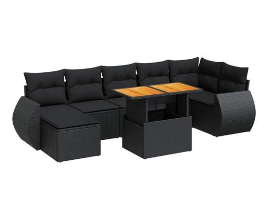 vidaXL vidaXL 8-cz. zestaw wypoczynkowy do ogrodu, z poduszkami, czarny Dārza mēbeļu komplekti