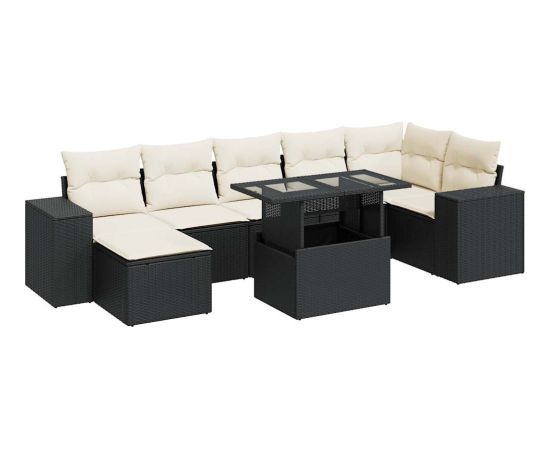 vidaXL vidaXL 8-cz. zestaw wypoczynkowy do ogrodu, z poduszkami, czarny Dārza mēbeļu komplekti