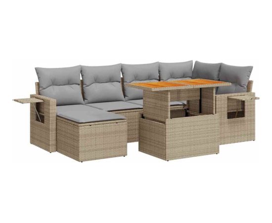 vidaXL vidaXL 7-cz. zestaw wypoczynkowy do ogrodu, z poduszkami, beżowy Dārza mēbeļu komplekti