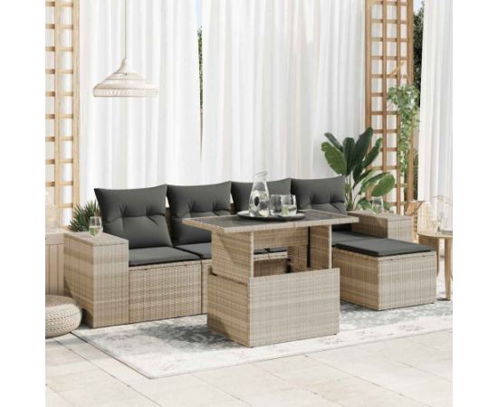 vidaXL vidaXL 6-cz. zestaw mebli ogrodowych, z poduszkami, jasnoszary Dārza mēbeļu komplekti