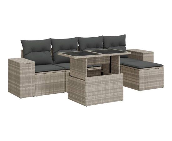 vidaXL vidaXL 6-cz. zestaw mebli ogrodowych, z poduszkami, jasnoszary Dārza mēbeļu komplekti