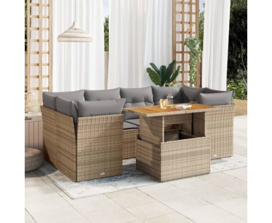 vidaXL vidaXL 7-cz. zestaw wypoczynkowy do ogrodu, z poduszkami, beżowy Dārza mēbeļu komplekti