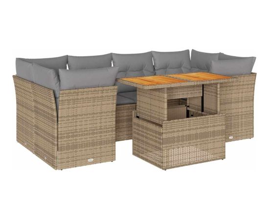 vidaXL vidaXL 7-cz. zestaw wypoczynkowy do ogrodu, z poduszkami, beżowy Dārza mēbeļu komplekti