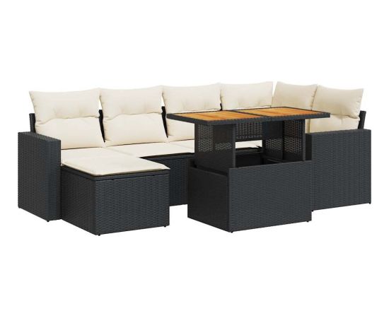 vidaXL vidaXL 7-cz. zestaw wypoczynkowy do ogrodu, z poduszkami, czarny Dārza mēbeļu komplekti