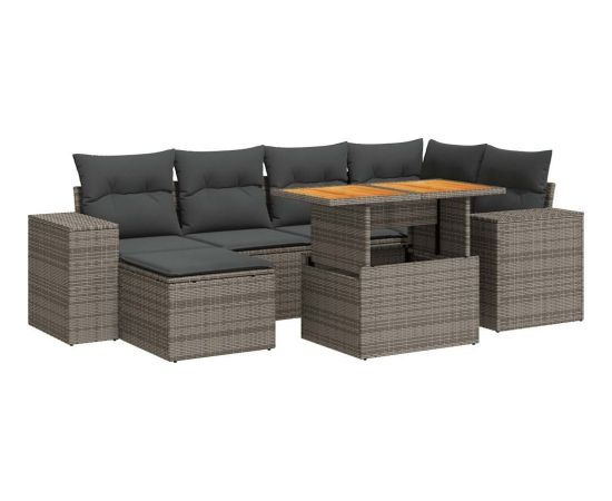 vidaXL vidaXL 7-cz. zestaw wypoczynkowy do ogrodu, z poduszkami, szary Dārza mēbeļu komplekti