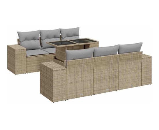 vidaXL vidaXL 7-cz. zestaw wypoczynkowy do ogrodu, z poduszkami, beżowy Dārza mēbeļu komplekti