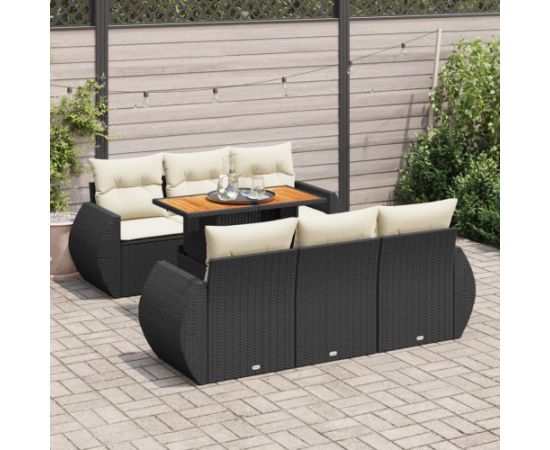 vidaXL vidaXL 7-cz. zestaw wypoczynkowy do ogrodu, z poduszkami, czarny Dārza mēbeļu komplekti