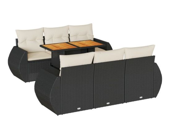 vidaXL vidaXL 7-cz. zestaw wypoczynkowy do ogrodu, z poduszkami, czarny Dārza mēbeļu komplekti