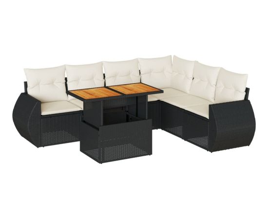 vidaXL vidaXL 7-cz. zestaw wypoczynkowy do ogrodu, z poduszkami, czarny Dārza mēbeļu komplekti