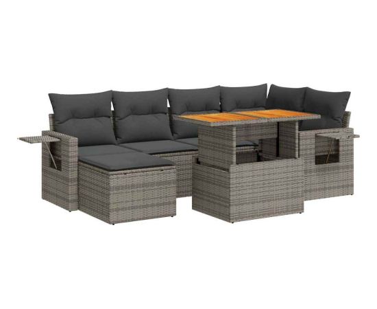 vidaXL vidaXL 7-cz. zestaw wypoczynkowy do ogrodu, z poduszkami, szary Dārza mēbeļu komplekti